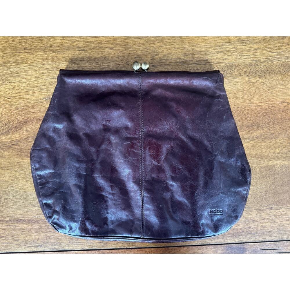 Vintage Y2K Hobo International Chocolate Brown Leather Foldover Clutch - Picture 2 of 12